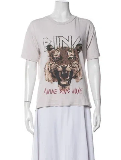 Pre-owned Anine Bing Graphic Print Crew Neck T-shirt In Neutrals