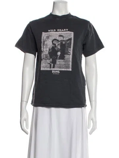 Pre-owned Anine Bing Graphic Print Crew Neck T-shirt In Purple