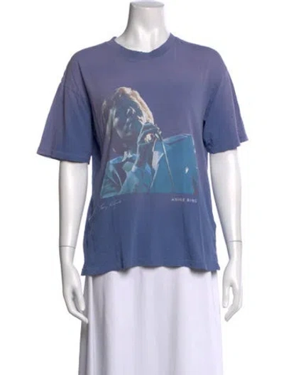 Pre-owned Anine Bing Graphic Print Crew Neck T-shirt In Purple