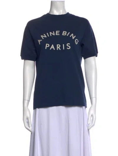 Pre-owned Anine Bing Graphic Print Crew Neck T-shirt W/ Tags In Blue