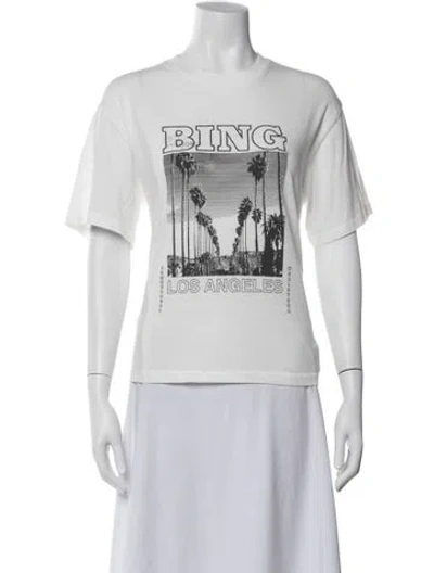 Pre-owned Anine Bing Graphic Print Crew Neck T-shirt W/ Tags In White