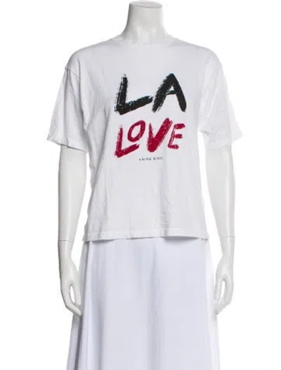 Pre-owned Anine Bing Graphic Print Crew Neck T-shirt In White