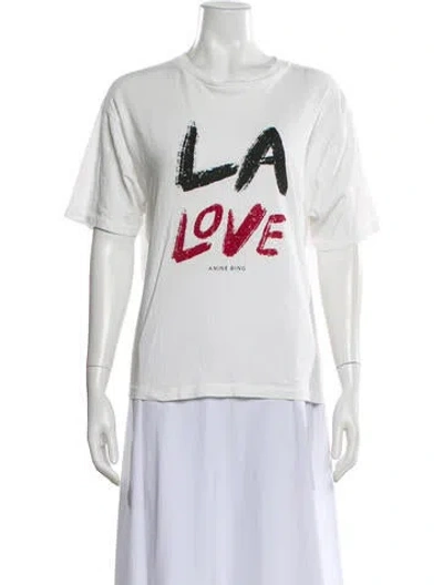 Pre-owned Anine Bing Graphic Print Crew Neck T-shirt In White