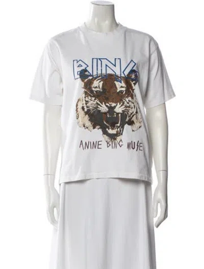 Pre-owned Anine Bing Graphic Print Crew Neck T-shirt In White