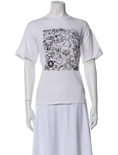 Pre-owned Anine Bing Graphic Print Crew Neck T-shirt In White
