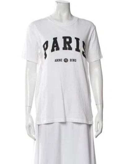 Pre-owned Anine Bing Graphic Print Crew Neck T-shirt In White