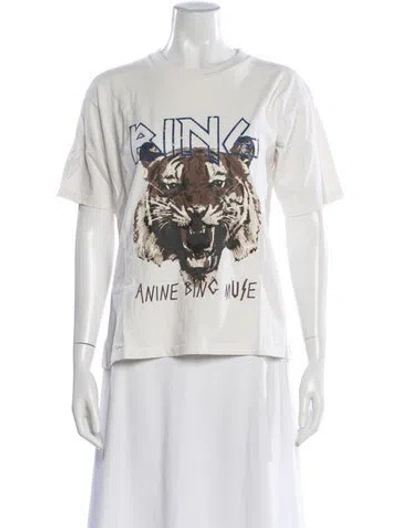 Pre-owned Anine Bing Graphic Print Crew Neck T-shirt In White