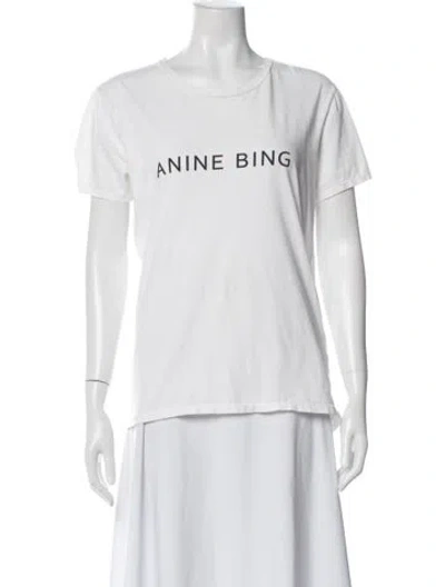 Pre-owned Anine Bing Graphic Print Crew Neck T-shirt In White