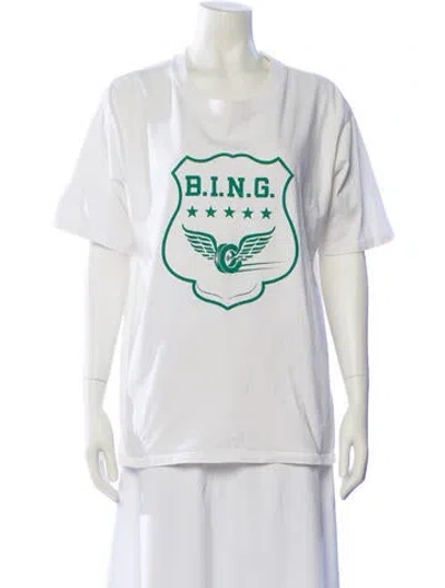 Pre-owned Anine Bing Graphic Print Crew Neck T-shirt In White