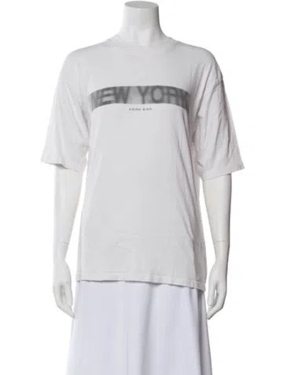 Pre-owned Anine Bing Graphic Print Crew Neck T-shirt In White