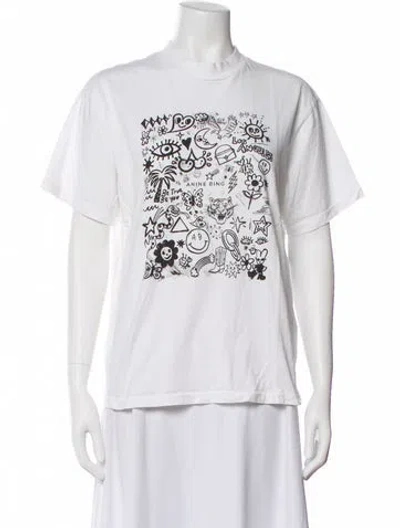 Pre-owned Anine Bing Graphic Print Crew Neck T-shirt In White