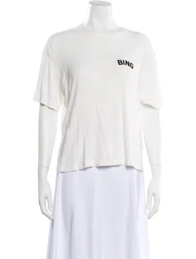 Pre-owned Anine Bing Graphic Print Crew Neck T-shirt In White