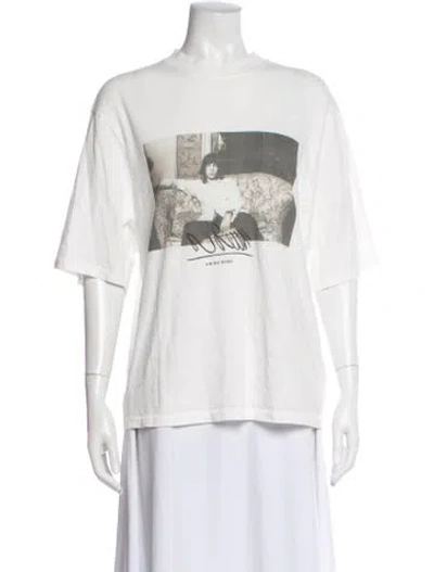 Pre-owned Anine Bing Graphic Print Crew Neck T-shirt In White