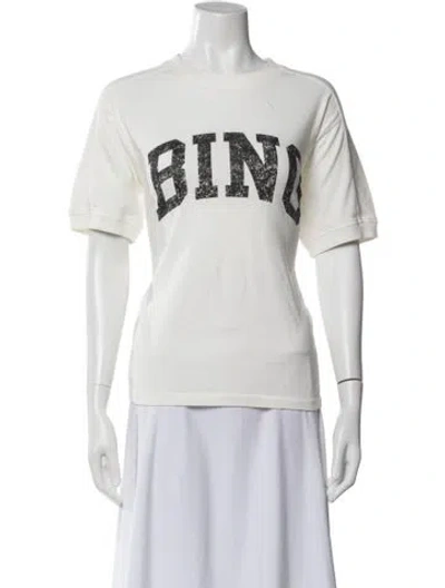 Pre-owned Anine Bing Graphic Print Crew Neck T-shirt In White
