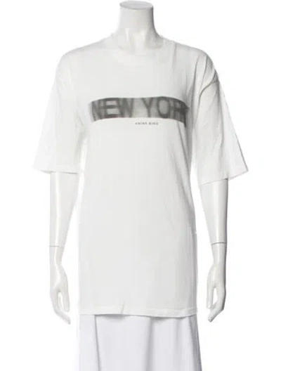 Pre-owned Anine Bing Graphic Print Crew Neck T-shirt In White