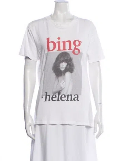 Pre-owned Anine Bing Graphic Print Crew Neck T-shirt In White