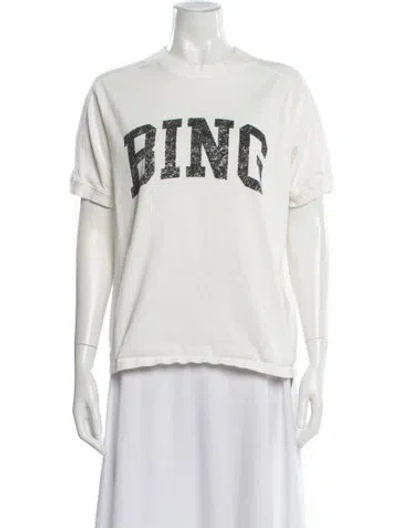 Pre-owned Anine Bing Graphic Print Crew Neck T-shirt In White