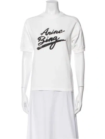 Pre-owned Anine Bing Graphic Print Crew Neck T-shirt In White