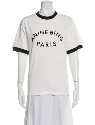 Pre-owned Anine Bing Graphic Print Crew Neck T-shirt In White