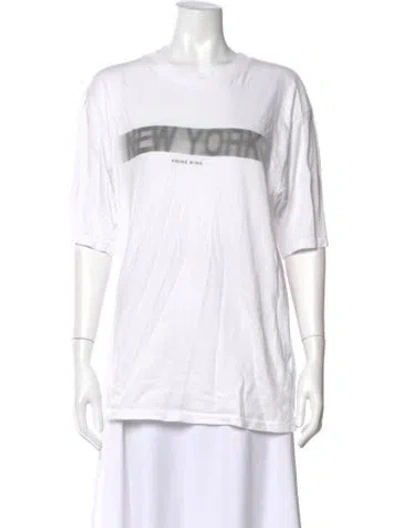Pre-owned Anine Bing Graphic Print Crew Neck T-shirt In White