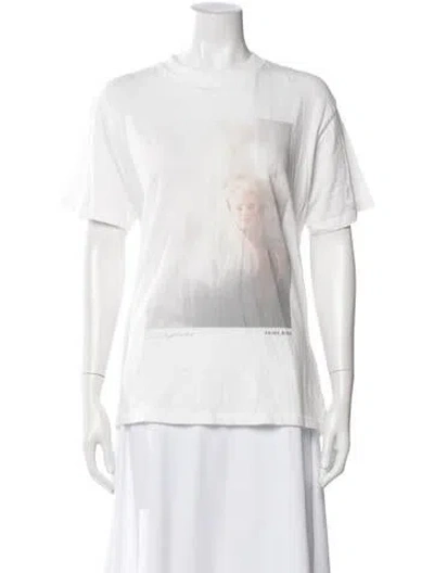 Pre-owned Anine Bing Graphic Print Crew Neck T-shirt In White