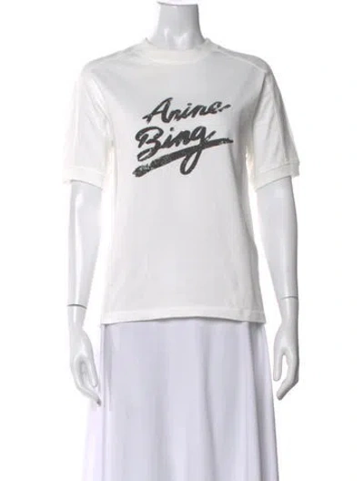 Pre-owned Anine Bing Graphic Print Crew Neck T-shirt In White