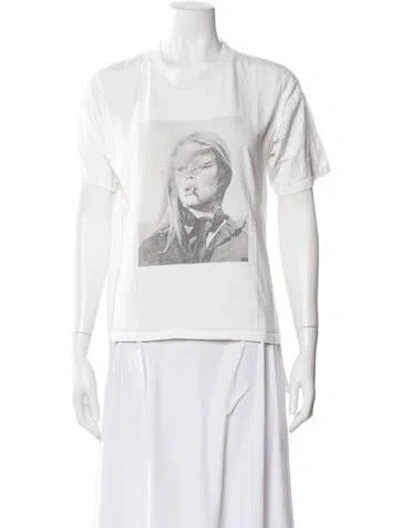 Pre-owned Anine Bing Graphic Print Crew Neck T-shirt In White