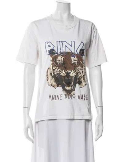 Pre-owned Anine Bing Graphic Print Crew Neck T-shirt In White