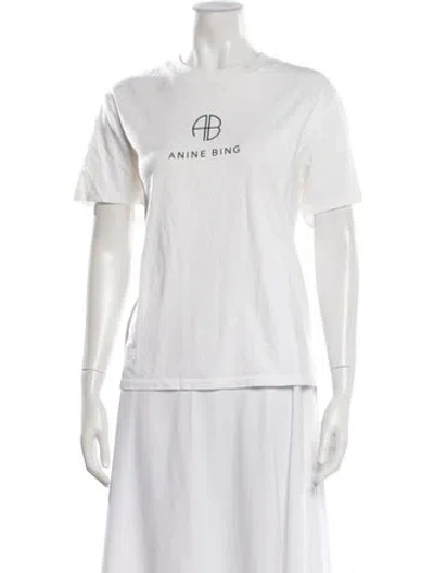 Pre-owned Anine Bing Graphic Print Crew Neck T-shirt In White