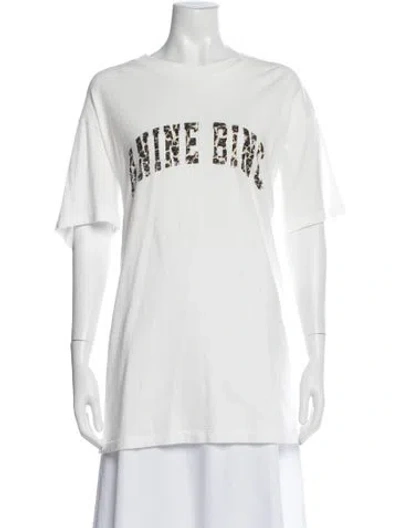 Pre-owned Anine Bing Graphic Print Crew Neck T-shirt In White