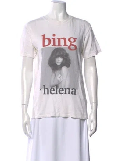 Pre-owned Anine Bing Graphic Print Crew Neck T-shirt In White