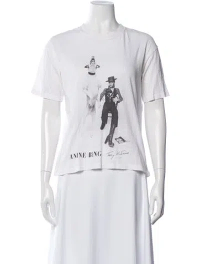Pre-owned Anine Bing Graphic Print Crew Neck T-shirt In White