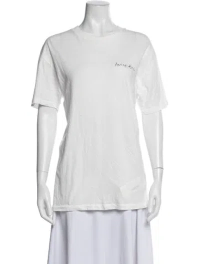 Pre-owned Anine Bing Graphic Print Crew Neck T-shirt In White