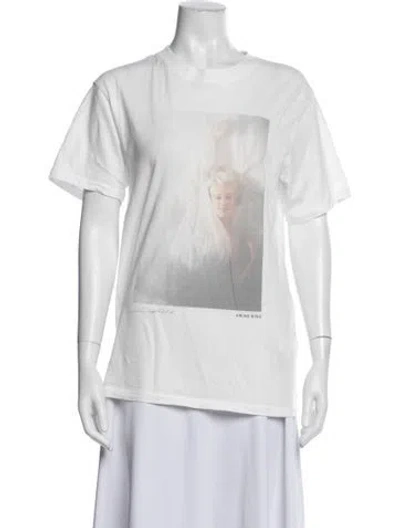 Pre-owned Anine Bing Graphic Print Crew Neck T-shirt In White