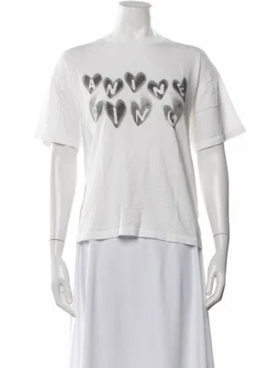 Pre-owned Anine Bing Graphic Print Crew Neck T-shirt In White