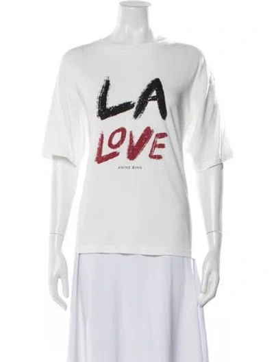 Pre-owned Anine Bing Graphic Print Crew Neck T-shirt In White