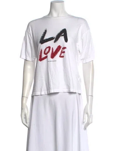 Pre-owned Anine Bing Graphic Print Crew Neck T-shirt In White