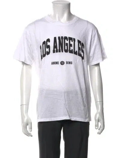 Pre-owned Anine Bing Graphic Print Crew Neck T-shirt In White