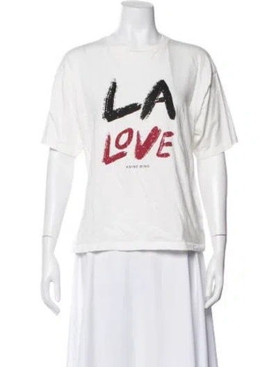 Pre-owned Anine Bing Graphic Print Crew Neck T-shirt In White