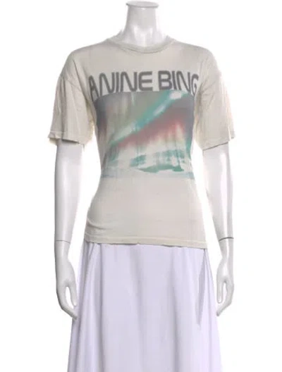 Pre-owned Anine Bing Graphic Print Crew Neck T-shirt In White
