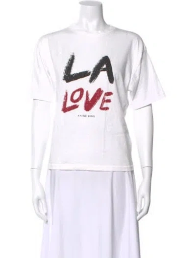 Pre-owned Anine Bing Graphic Print Crew Neck T-shirt In White