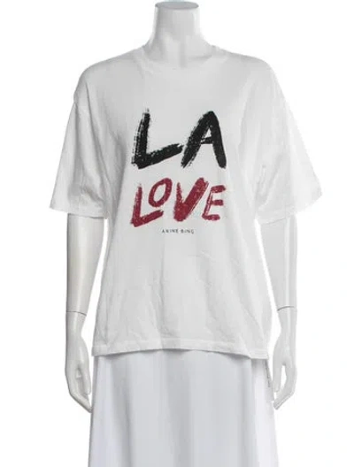 Pre-owned Anine Bing Graphic Print Crew Neck T-shirt In White