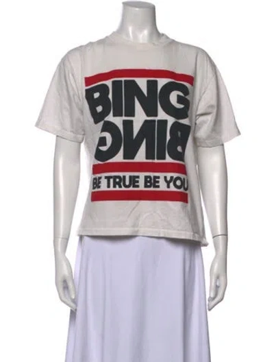 Pre-owned Anine Bing Graphic Print Crew Neck T-shirt In White