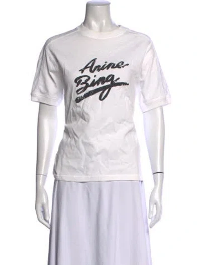 Pre-owned Anine Bing Graphic Print Crew Neck T-shirt In White