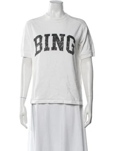 Pre-owned Anine Bing Graphic Print Crew Neck T-shirt In White