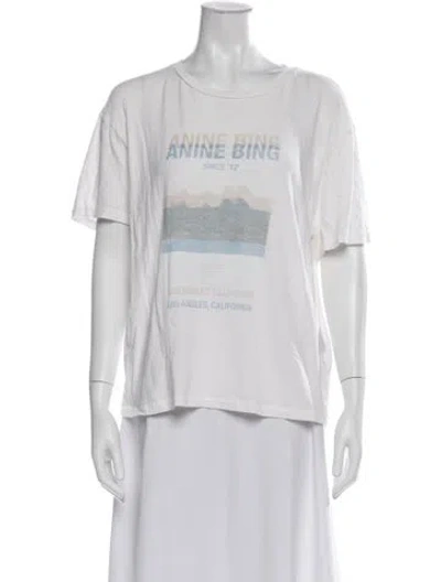 Pre-owned Anine Bing Graphic Print Crew Neck T-shirt In White