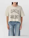 Anine Bing Graphic Print Cropped T-shirt With Short Sleeves In Neutral