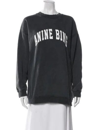 Pre-owned Anine Bing Graphic Print Distressed Accents Sweatpants In Gray