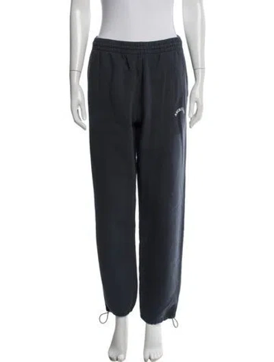 Pre-owned Anine Bing Graphic Print Embroidered Accent Sweatpants W/ Tags In Blue