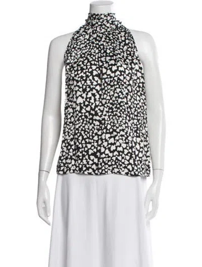 Pre-owned Anine Bing Graphic Print Halterneck Top In Black